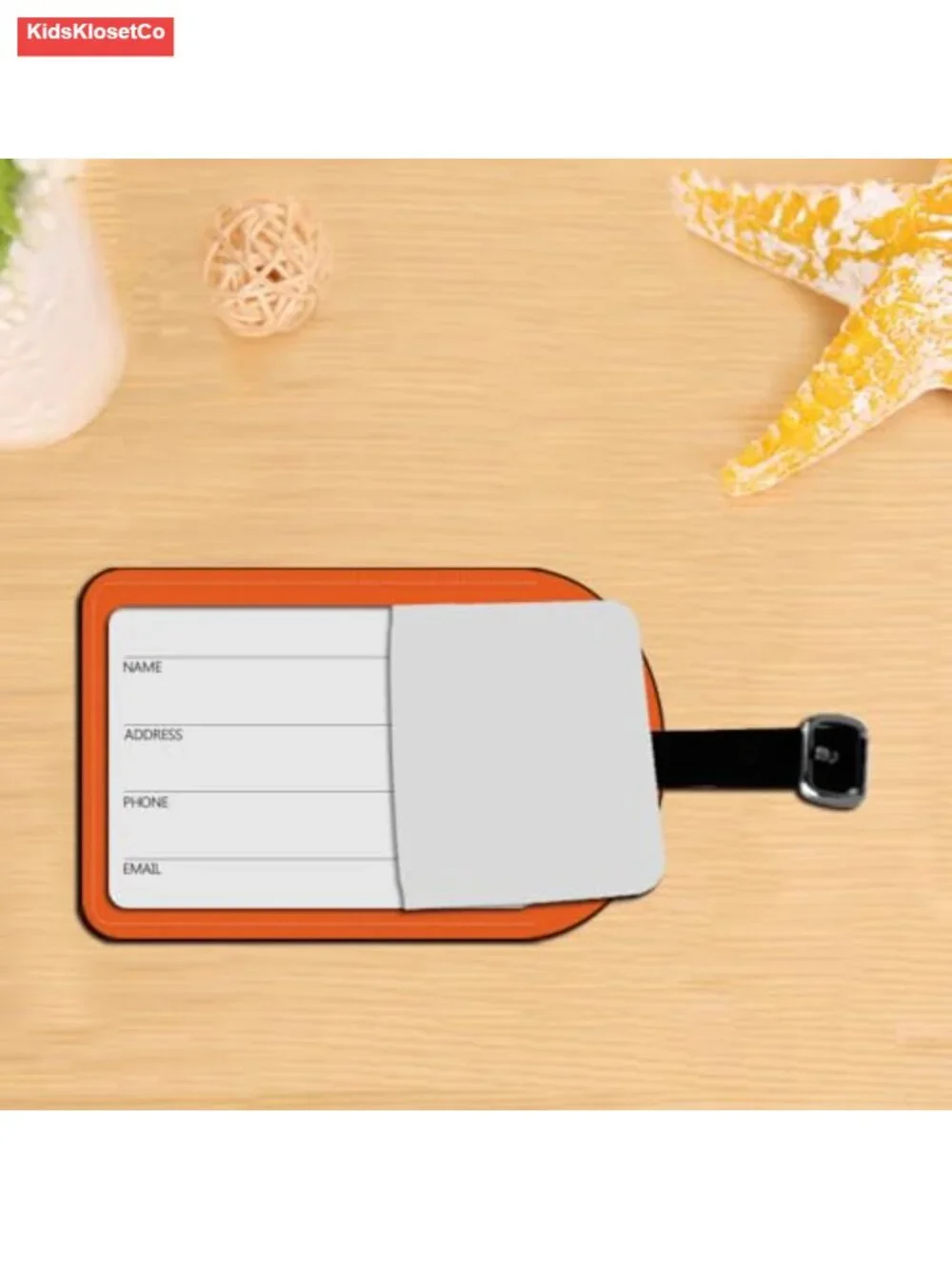 PU Leather Luggage Tag with Privacy Flap, Red Fox Design, Travel ID Tag for